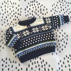 Lands End Fair Isle Holiday Sweater 3-6mo